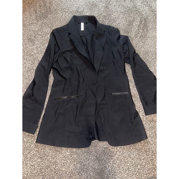 Athleta Interstellar Blazer Womens Black 4 Vented Zippered Pockets Snap Closure - Picture 1 of 3